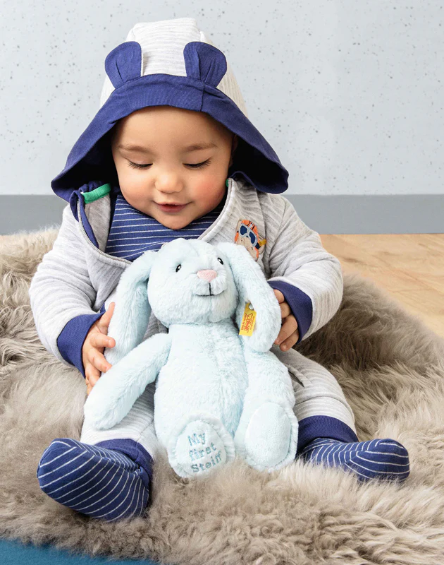 My First Steiff Hoppie Rabbit by Steiff - 26cm - blue - Image 2